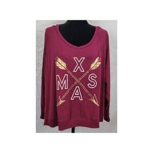 Bongo Plus Purple XMAS Long Sleeve Shirt Women's 2X